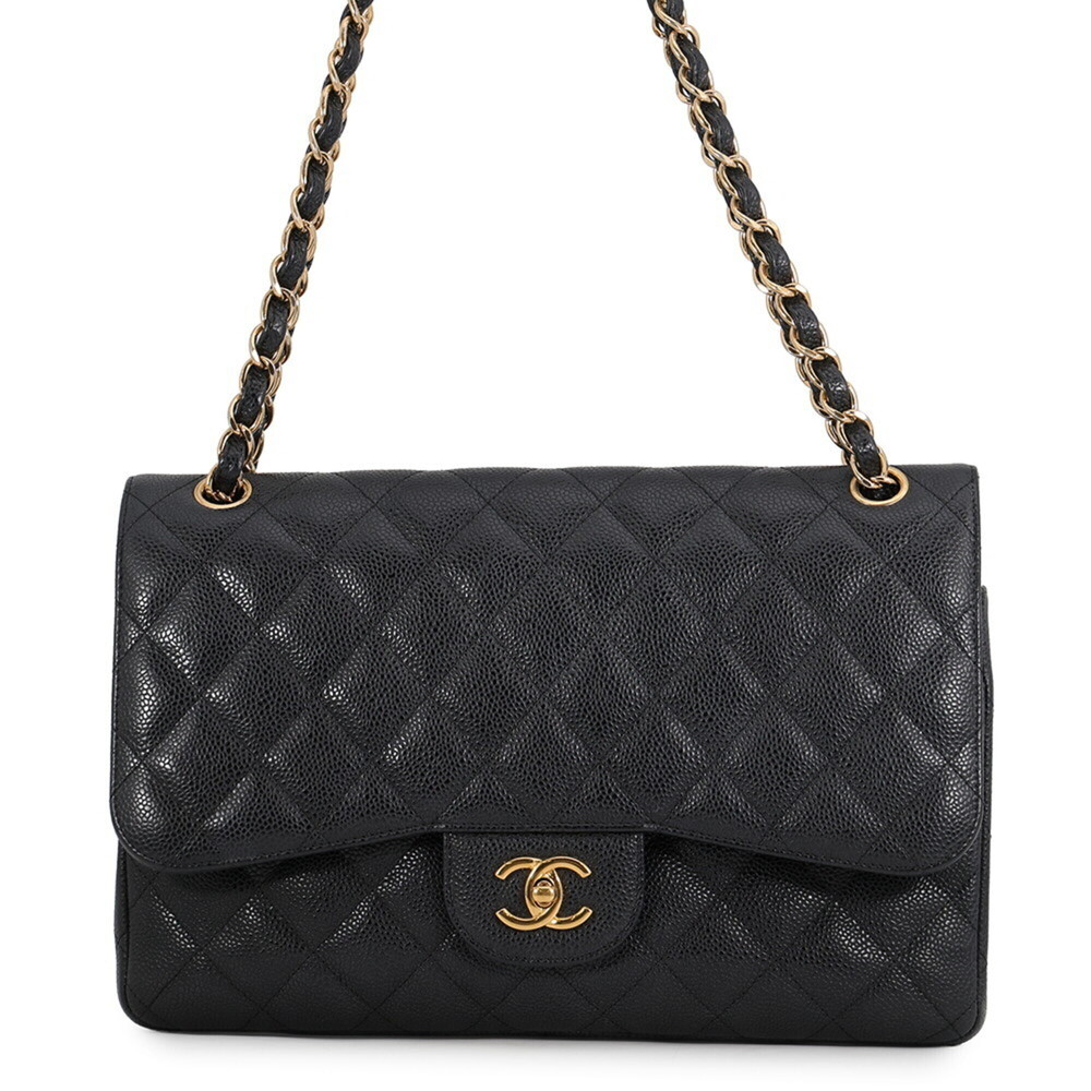 Chanel Chain Shoulder Bag Matelassé 30 Coco Mark Large Caviar Skin A58600 CHA...